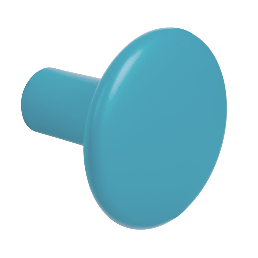 Tall Wooden Flat Top Button Knob by Schwinn - Turquoise Blue Pantone - New York Hardware