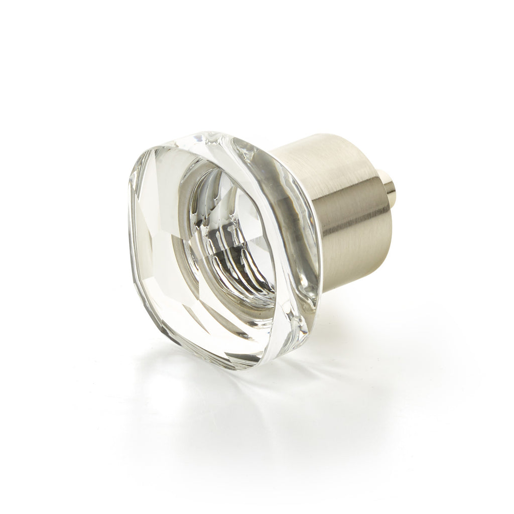 City Lights Soft Square Glass Knob by Schaub - Satin Nickel - New York Hardware