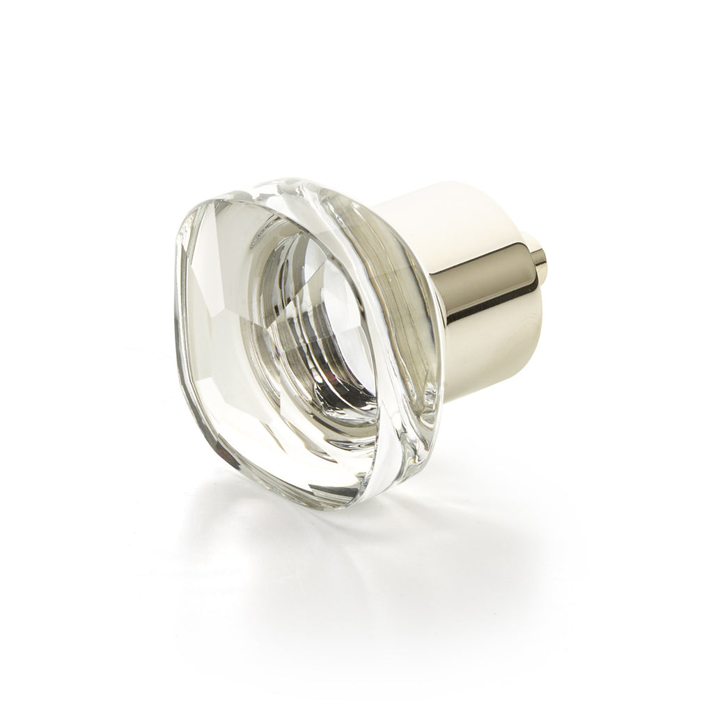 City Lights Soft Square Glass Knob by Schaub - Polished Nickel - New York Hardware