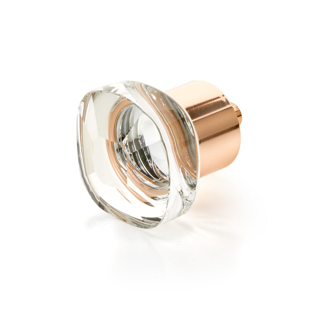 City Lights Soft Square Glass Knob by Schaub - Polished Rose Gold - New York Hardware