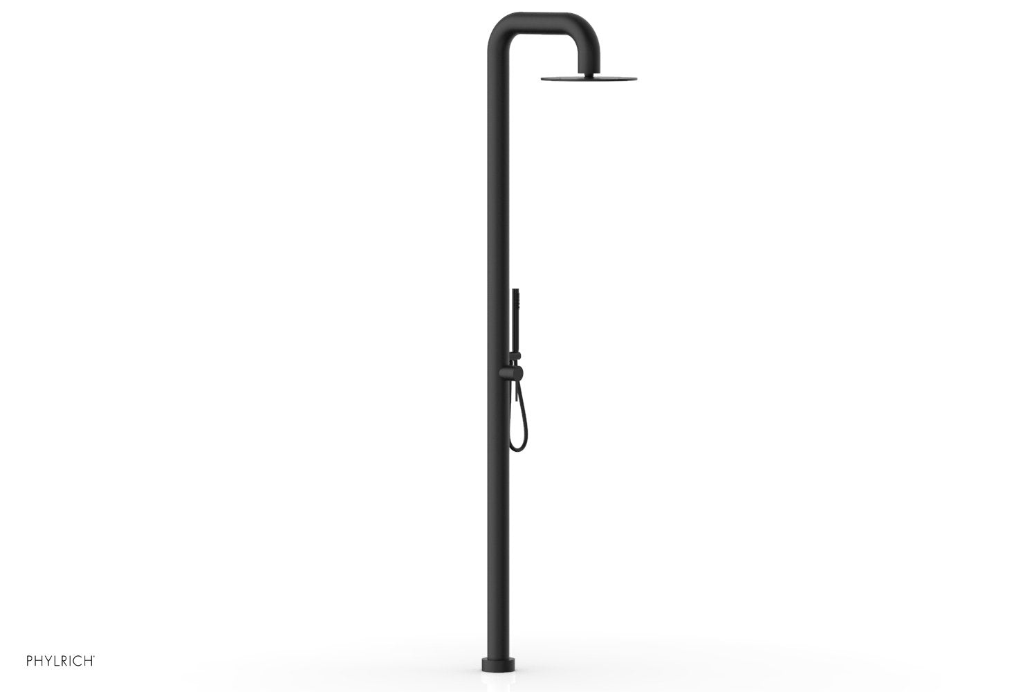 OUTDOOR SHOWER Pressure Balance Shower with 12" Rain Head and Hand Shower by Phylrich - Matte Black
