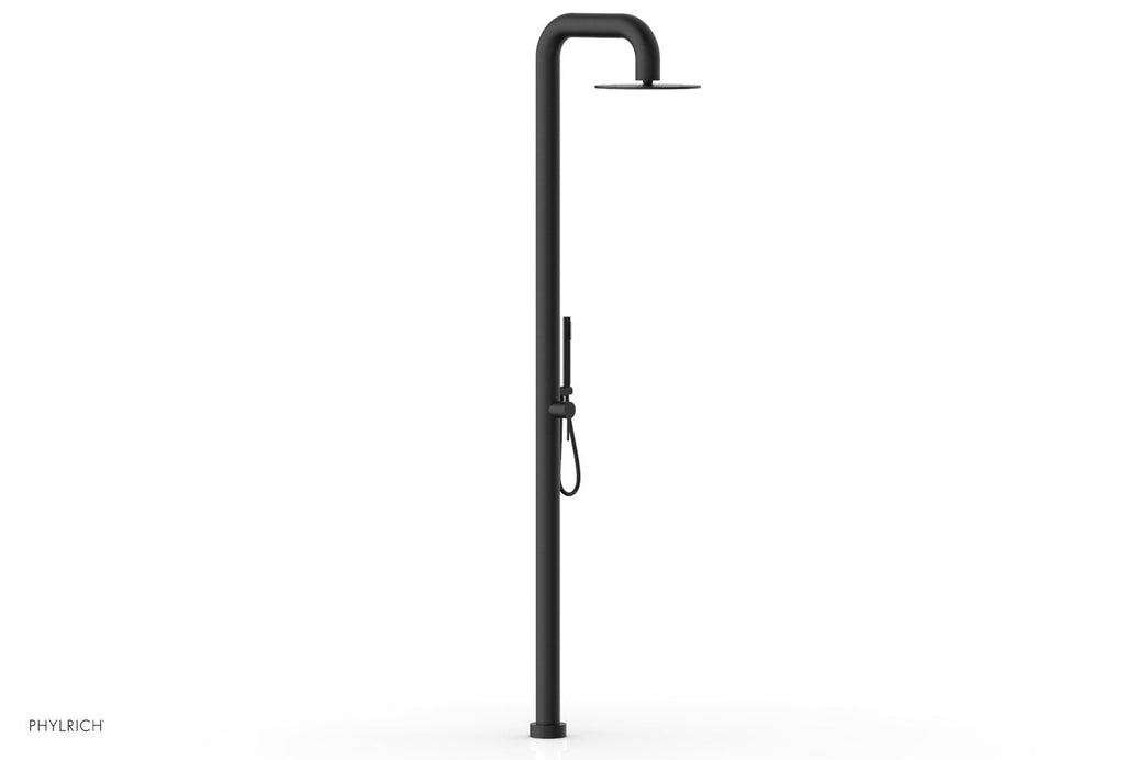 OUTDOOR SHOWER Pressure Balance Shower with 12" Rain Head and Hand Shower by Phylrich - Matte Black
