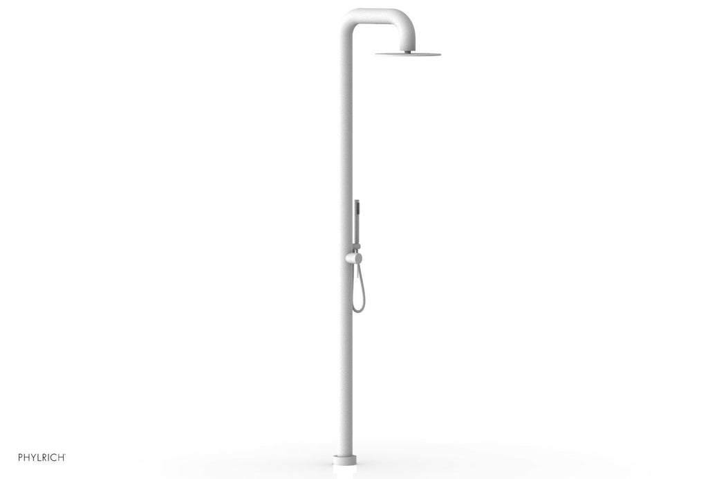 OUTDOOR SHOWER Pressure Balance Shower with 12" Rain Head and Hand Shower by Phylrich - Satin White