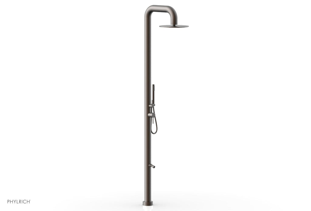 OUTDOOR SHOWER Pressure Balance Shower with 12" Rain Head, Hand Shower and Foot Wash by Phylrich - Polished Brass Uncoated