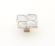 Mother of Pearl Sectioned Square Knob by Schaub - Polished Nickel - New York Hardware