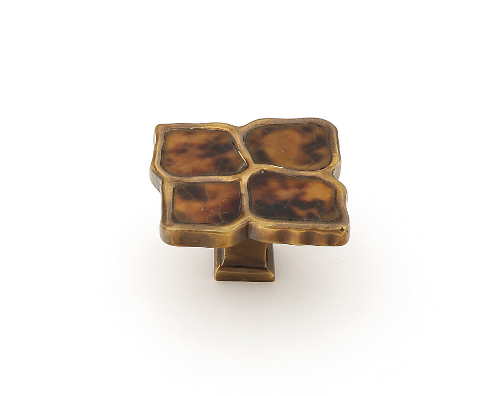 Tiger Penshell Sectioned Square Knob by Schaub - Estate Dover - New York Hardware