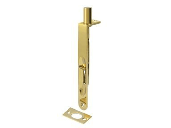 Round Heavy Duty 6" Flush Bolt - PVD - Polished Brass - New York Hardware Online
