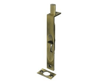 Square Heavy Duty 6" Flush Bolt - Antique Brass - New York Hardware Online