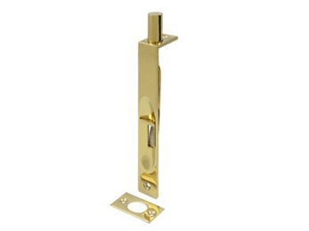 Square Heavy Duty 6" Flush Bolt - PVD - Polished Brass - New York Hardware Online