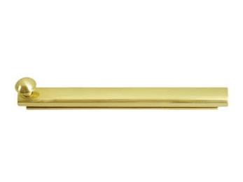 Heavy Duty 6" Surface Bolt, Concealed Screw - PVD - Polished Brass - New York Hardware Online