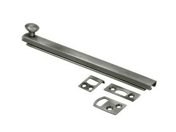 Heavy Duty 6" Surface Bolt, Concealed Screw - Pewter - New York Hardware Online