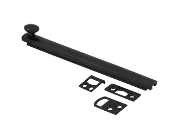 Heavy Duty 6" Surface Bolt, Concealed Screw - Black - New York Hardware Online