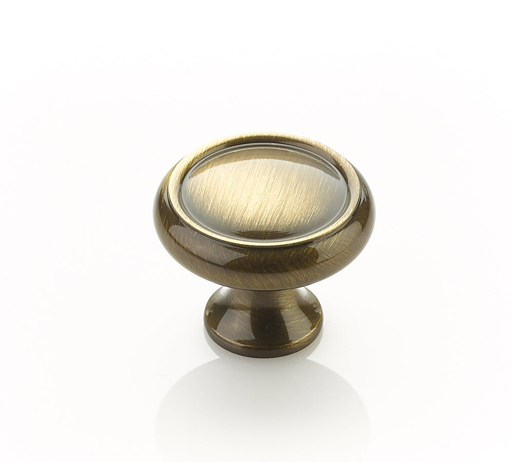 Traditional Ridged Knob by Schaub - Antique Brass - New York Hardware