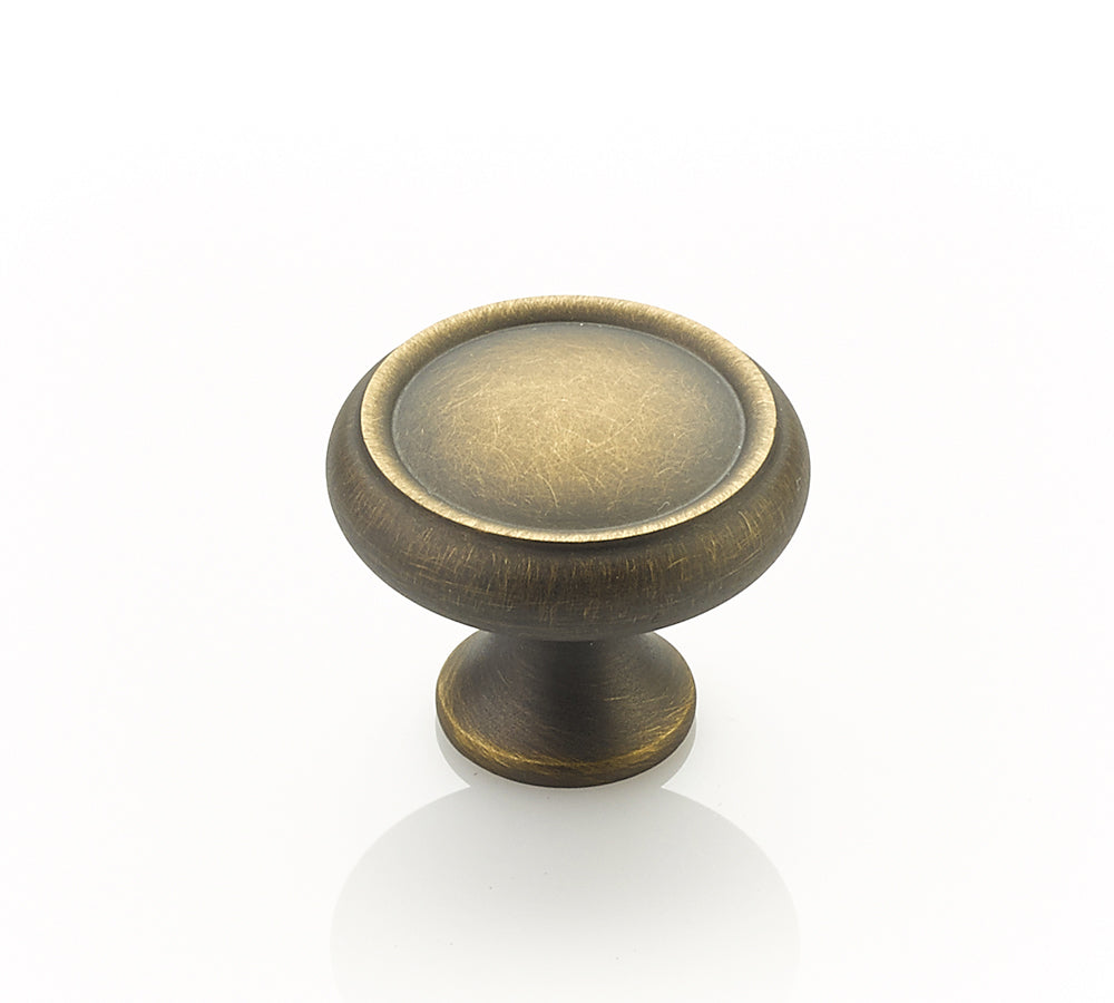 Traditional Ridged Knob by Schaub - Antique Light Brass - New York Hardware