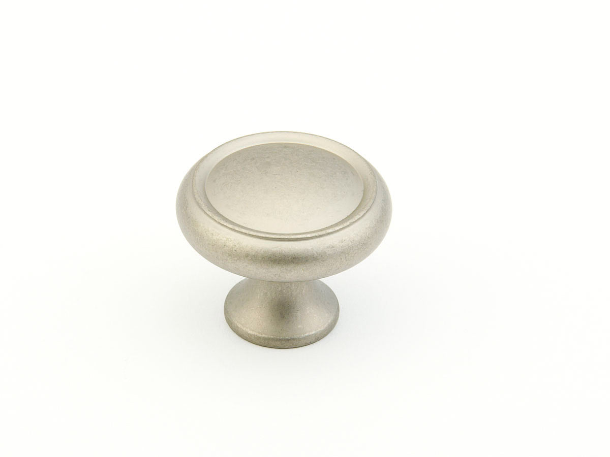 Traditional Ridged Knob by Schaub - Distressed Nickel - New York Hardware