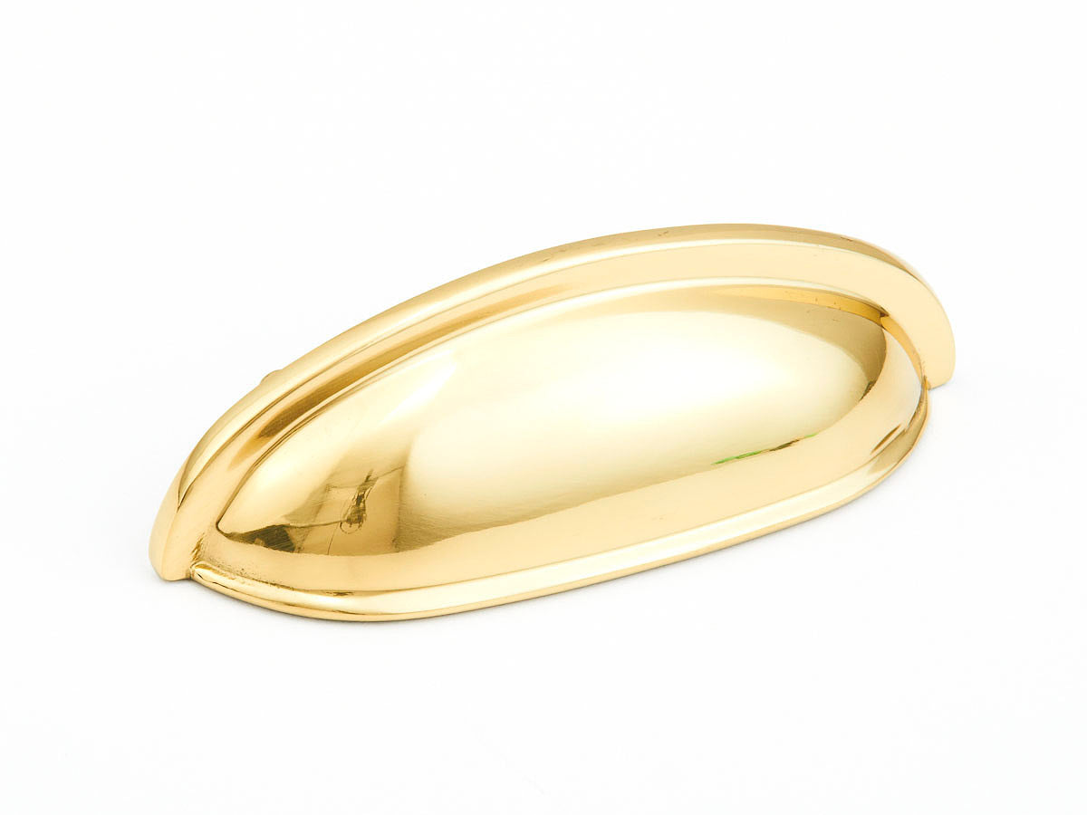 Traditional Elongated Cup Pull by Schaub - Polished Brass - New York Hardware
