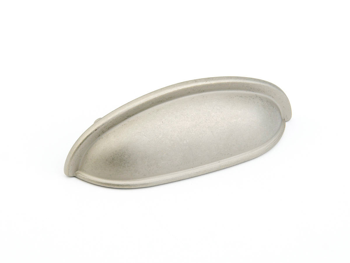 Traditional Elongated Cup Pull by Schaub - Distressed Nickel - New York Hardware
