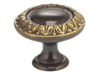 1" Diameter Omnia Ornate Border Cabinet Knob Pewter- Lacquered - New York Hardware