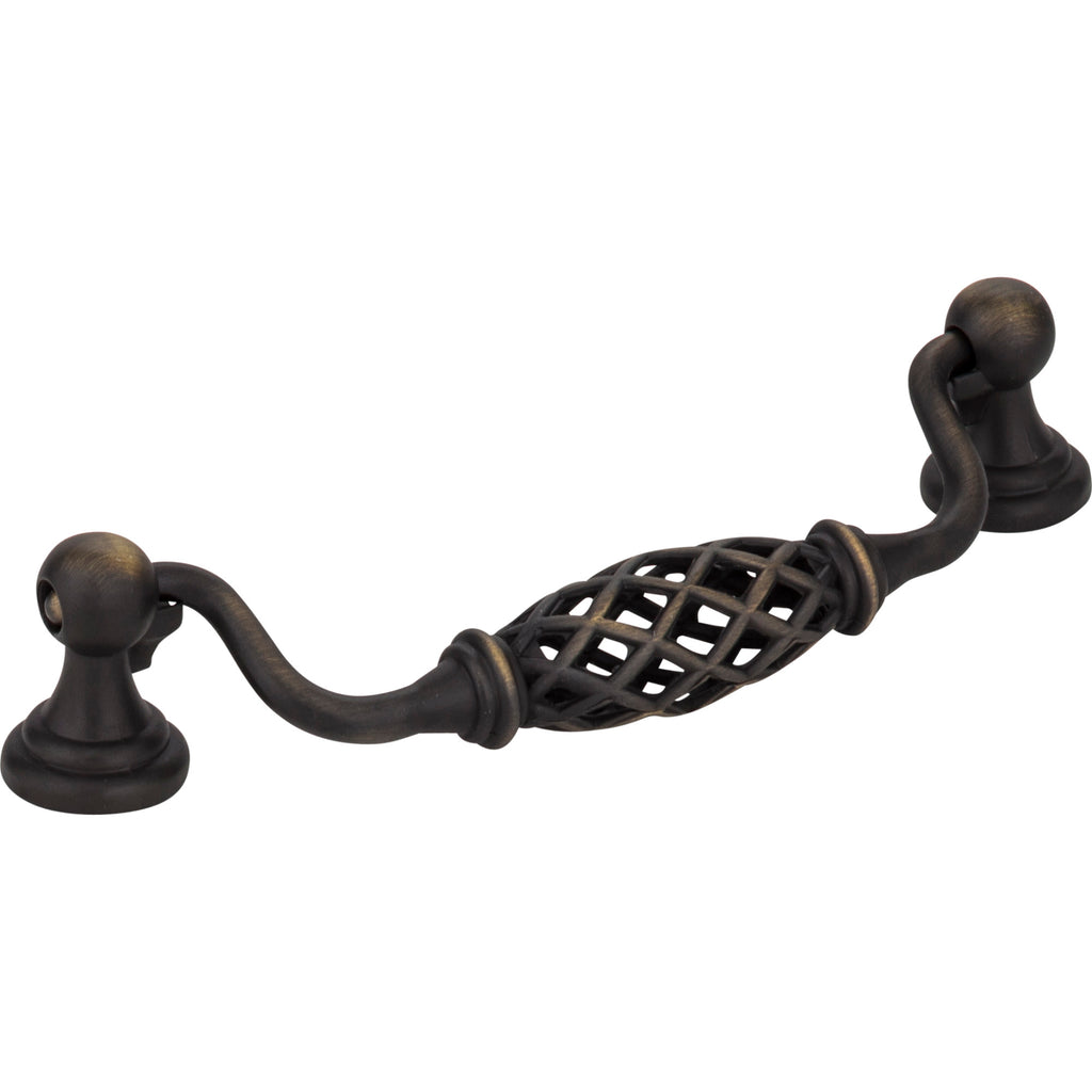 Birdcage Tuscany Drop & Ring Pull by Jeffrey Alexander - Antique Brushed Satin Brass