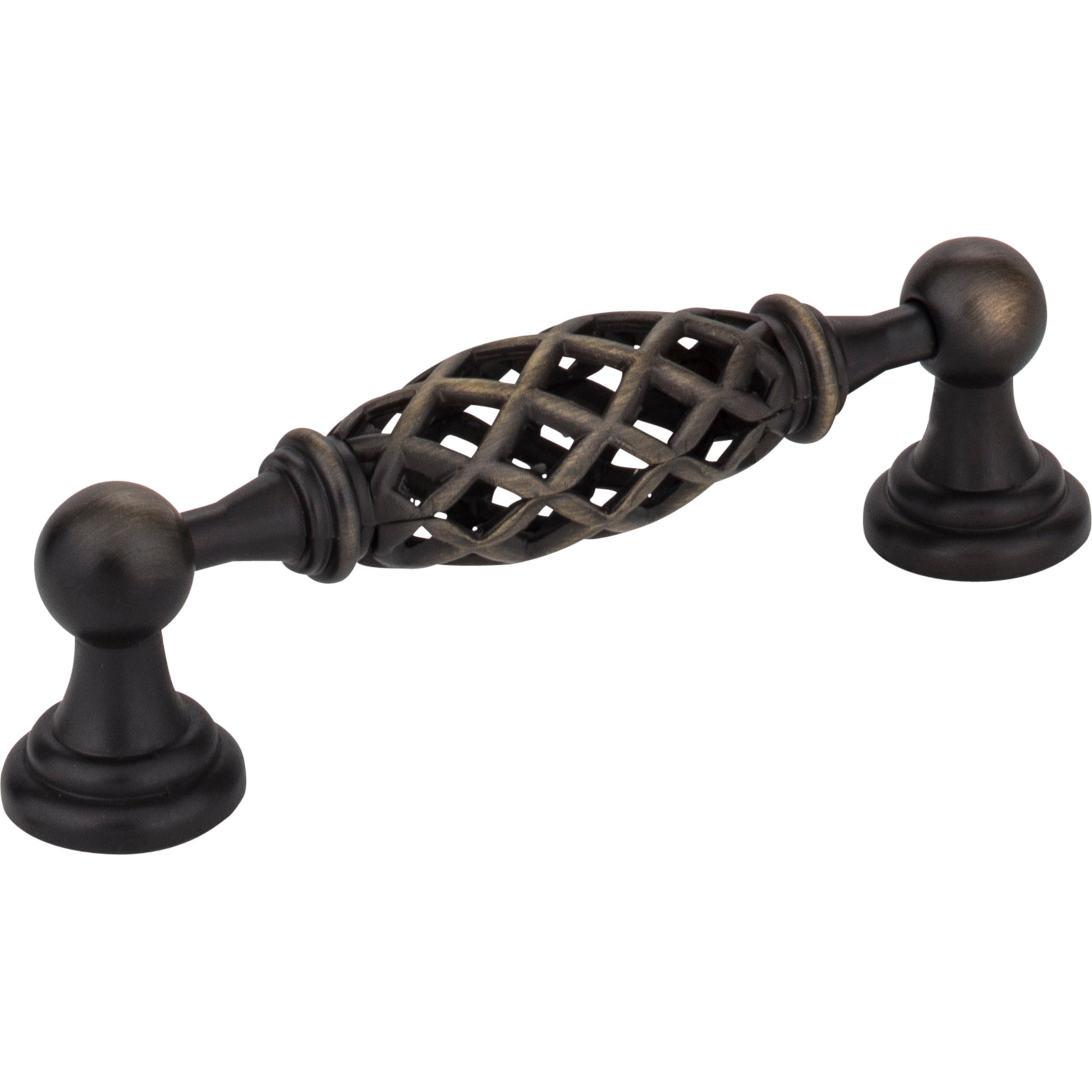 Birdcage Tuscany Cabinet Pull by Jeffrey Alexander - Antique Brushed Satin Brass