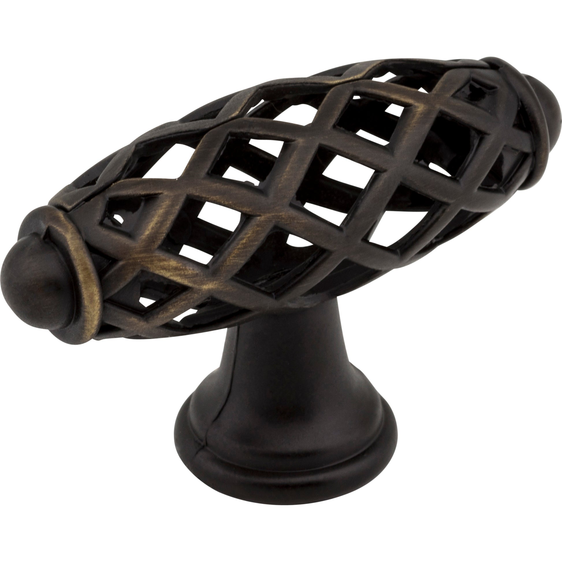 Birdcage Tuscany Cabinet "T" Knob by Jeffrey Alexander - Antique Brushed Satin Brass
