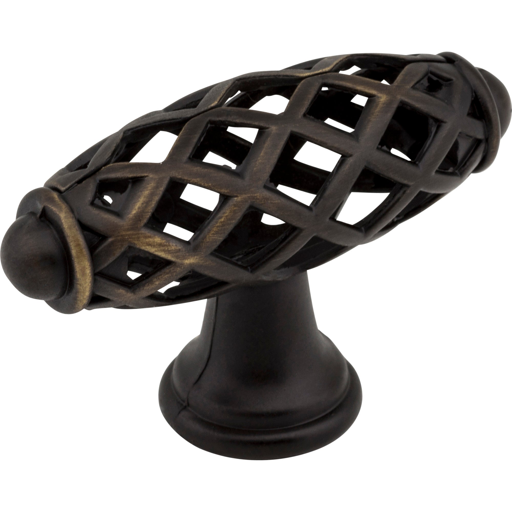 Birdcage Tuscany Cabinet "T" Knob by Jeffrey Alexander - Antique Brushed Satin Brass