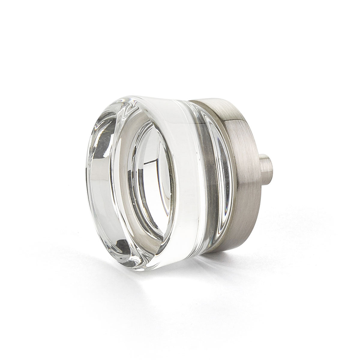 City Lights  Flat Disc Glass Knob by Schaub - Satin Nickel - New York Hardware