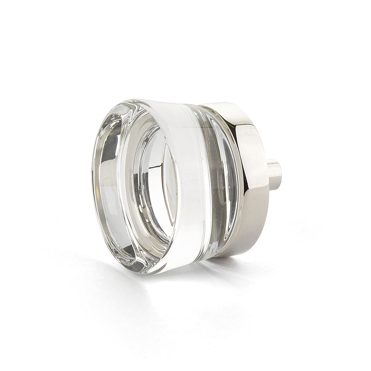 City Lights  Flat Disc Glass Knob by Schaub - Polished Nickel - New York Hardware