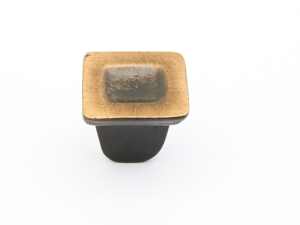 Vinci Square Indent Knob by Schaub - Antique Bronze - New York Hardware
