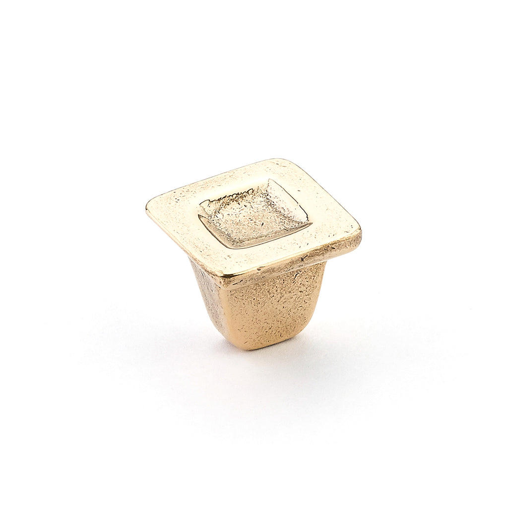 Vinci Square Indent Knob by Schaub - Natural Bronze  - New York Hardware