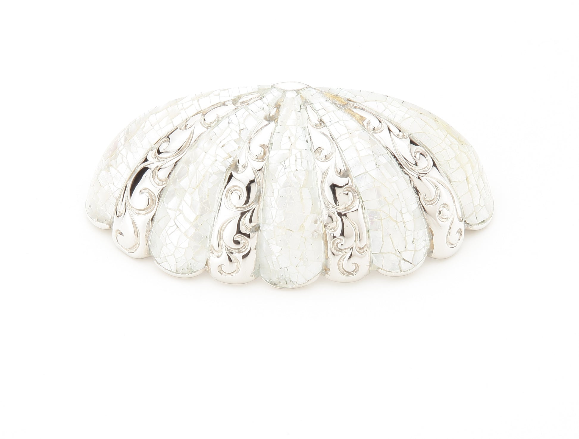 Mother of Pearl Cup Pull by Schaub - Polished Nickel - New York Hardware