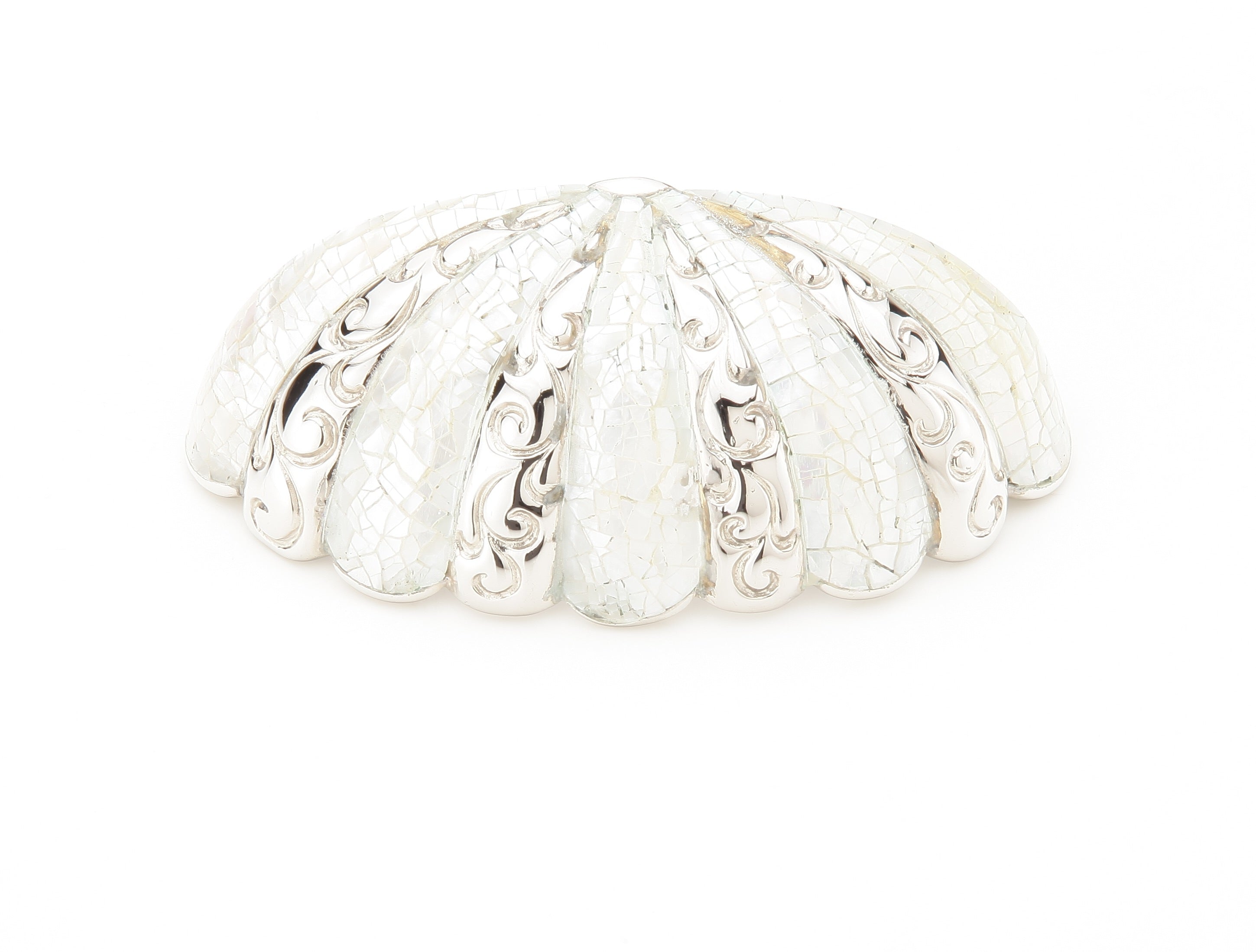 Mother of Pearl Cup Pull by Schaub - Polished Nickel - New York Hardware