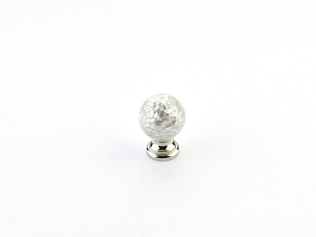 Mother of Pearl Globe Knob by Schaub - Polished Nickel - New York Hardware