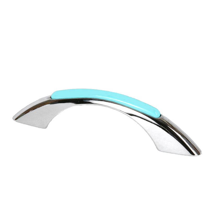 Retro Pull by Lew's Hardware - 3" - Polished Chrome - Robin's Egg Blue Insert - New York Hardware