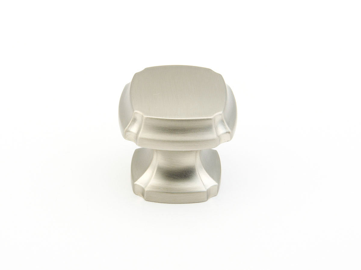 Empire Square Knob by Schaub - Satin Nickel - New York Hardware