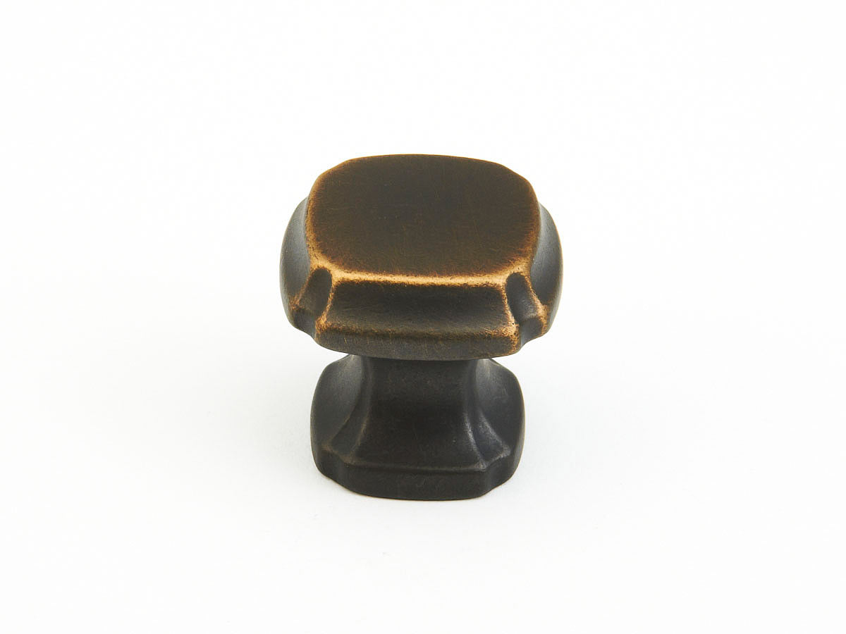 Empire Square Knob by Schaub - Ancient Bronze - New York Hardware