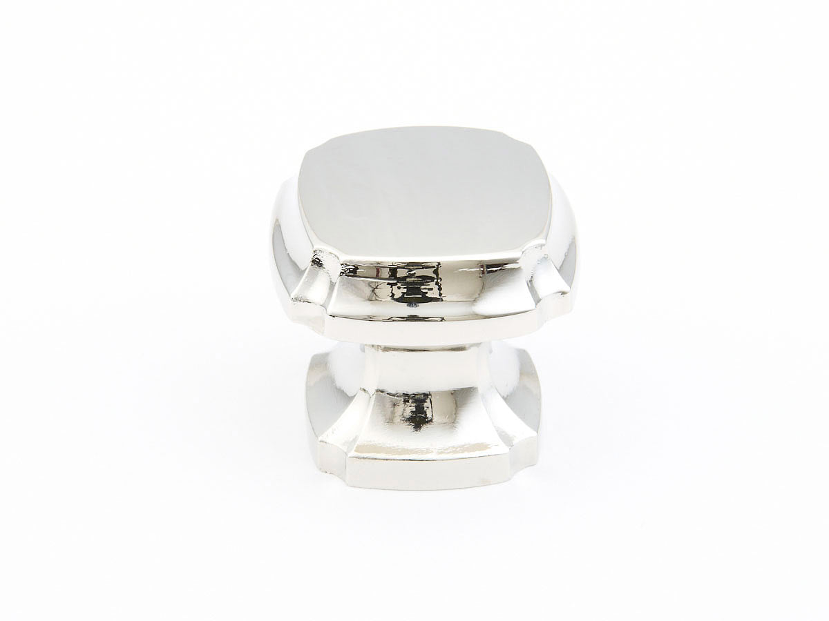Empire Square Knob by Schaub - Polished Nickel - New York Hardware