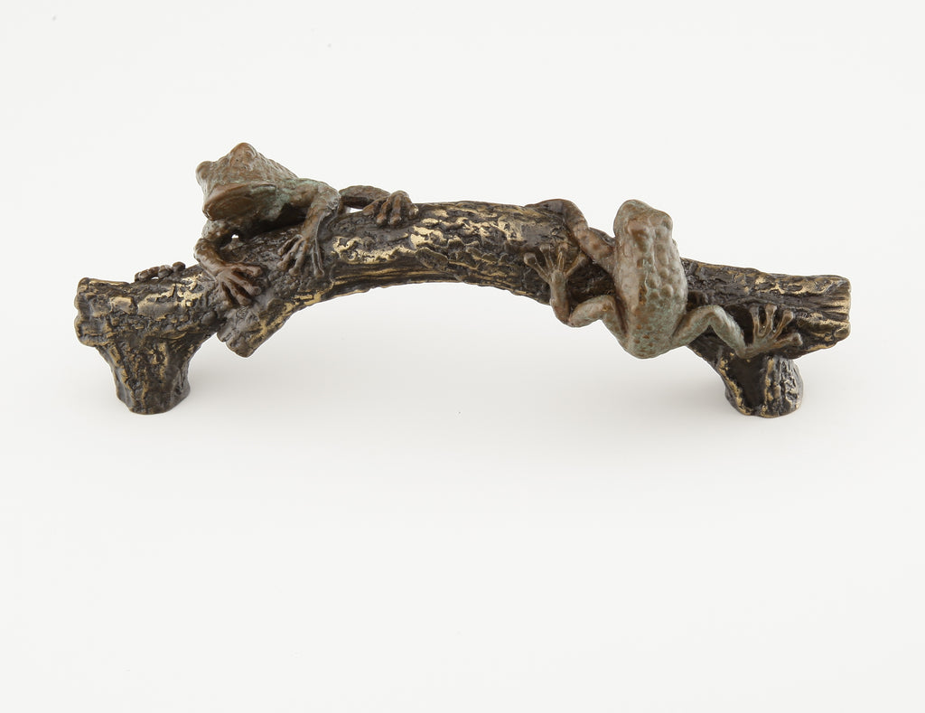 Nature Frog on a Log Pull by Schaub - Pompiean Bronze / Highlighted Bronze - New York Hardware