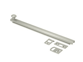 Heavy Duty 8" Surface Bolt, Concealed Screw - Satin Nickel - New York Hardware Online
