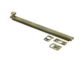Heavy Duty 8" Surface Bolt, Concealed Screw - Antique Brass - New York Hardware Online