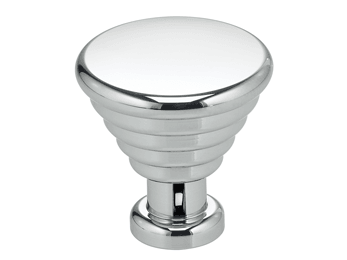 1" Diameter Omnia Banded Deco Cabinet Knob Polished & Lacquered Brass - New York Hardware