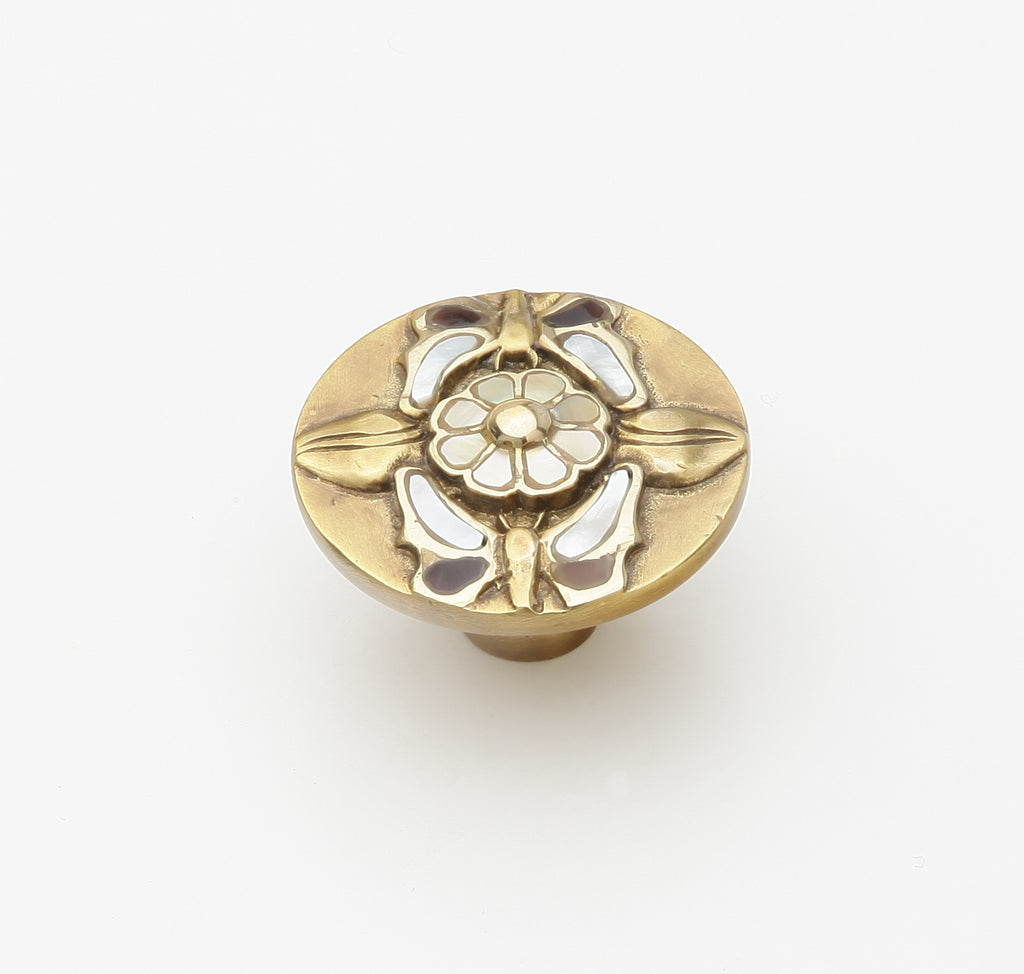 Heirloom Treasures Round Center Flower Knob w/ Butterflys by Schaub - Estate Dover - New York Hardware