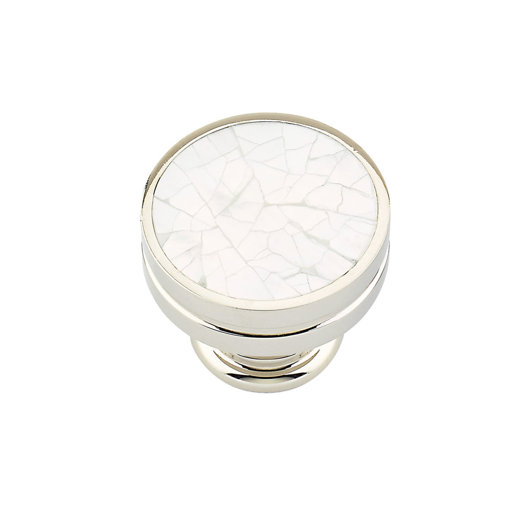 Mother of Pearl Round Knob by Schaub - Polished Nickel - New York Hardware