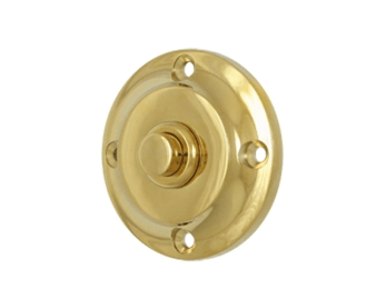 Round Contemporary Bell Button - PVD - Polished Brass - New York Hardware Online