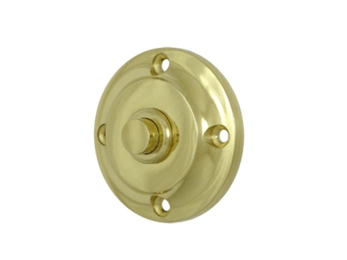 Round Contemporary Bell Button - Polished Brass - New York Hardware Online