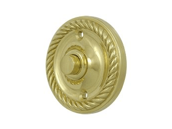 Round Rope Bell Button - Polished Brass - New York Hardware Online