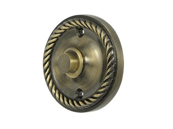 Round Rope Bell Button - Antique Brass - New York Hardware Online