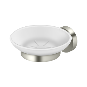 BBS Series Frosted Glass Soap Dish by Deltana -  - Polished Nickel - New York Hardware