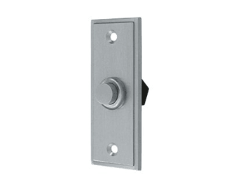 Rectangular Contemporary Bell Button - Brushed Chrome - New York Hardware Online
