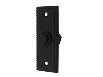 Rectangular Rope Bell Button - Black - New York Hardware Online